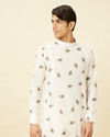 Bright White Angrakha Style Kurta with Mor Pankh Print